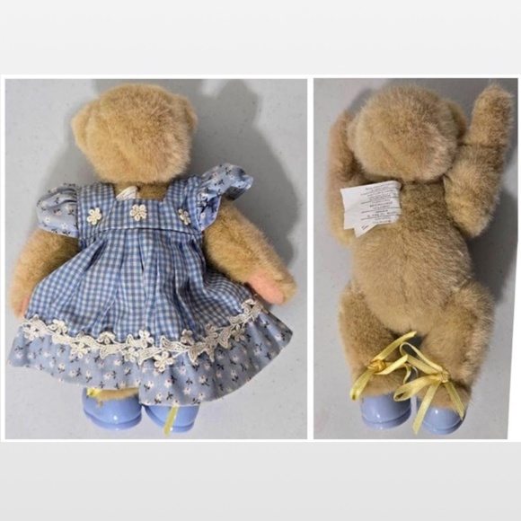 Vintage Muffy Vanderbear Teddy Bear Down On The Farm Blue Floral Dress VTG - Picture 6 of 13